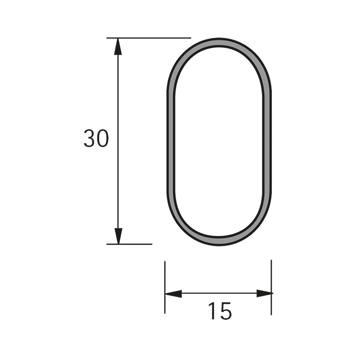 GARD.RØR OVAL 15X30X2000MM STÅL BLANK FORKROM. ART. 47615