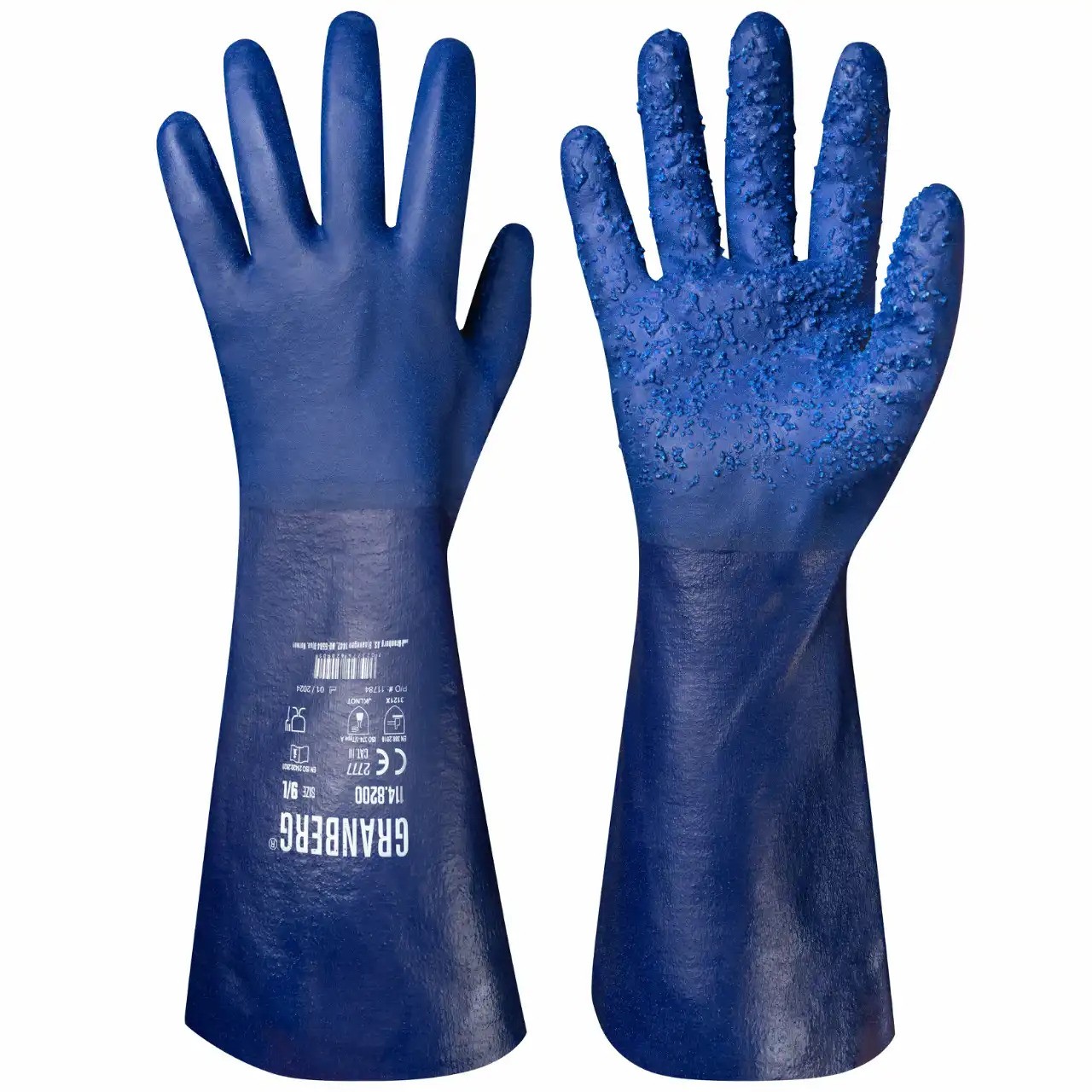 KJEMIKALIEHANSKER NITRILBELAGT MED GRANULAT 