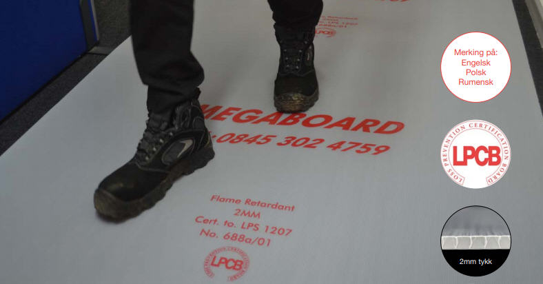 MEGABOARD - FLAMMEHEMMENDE TILDEKNING 