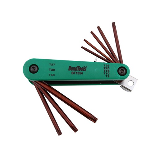 TORXNØKKEL SETT TX9-TX40 BONDTOOLS BT1354 GRØNN